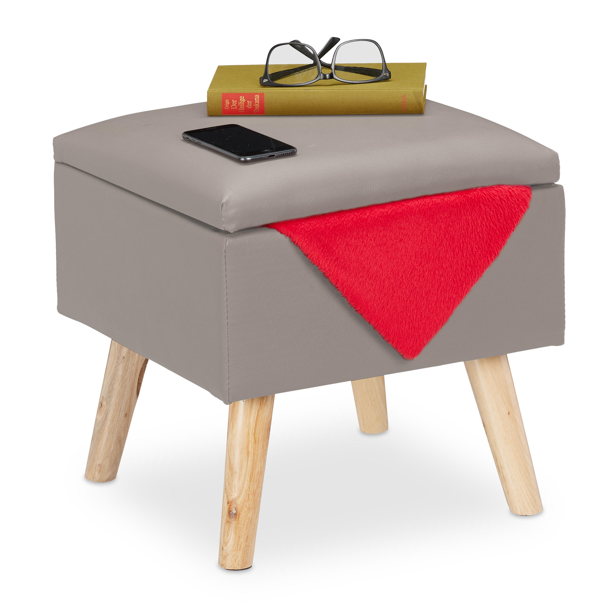 SITZHOCKER - Multicolor, Holz/Holzwerkstoff (40/40/40cm) - Relaxdays