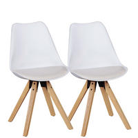ESSZIMMERSTUHL 2er Set Kunstlederbezug mit Holzgestell Skandinavisch gepolstert, Weiß 49x52x87 cm - Beige/Weiß, Holz/Kunststoff (49/87/52cm) - KADIMA DESIGN