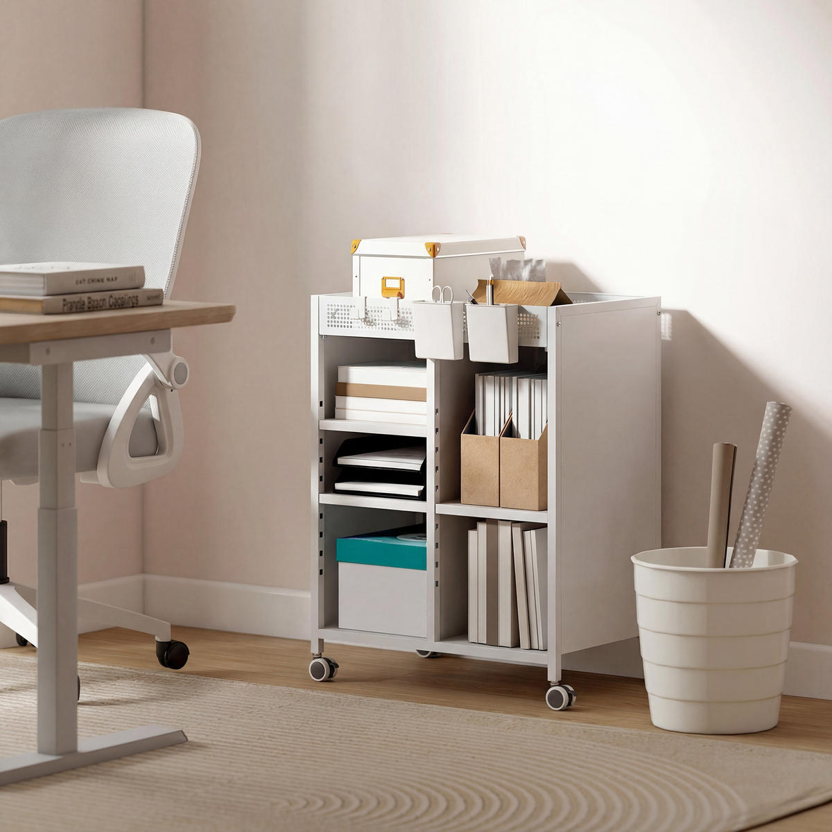 BÜCHERREGAL Stahl Weiß - Weiß, Metall (34/69.5/53cm) - HOMCOM