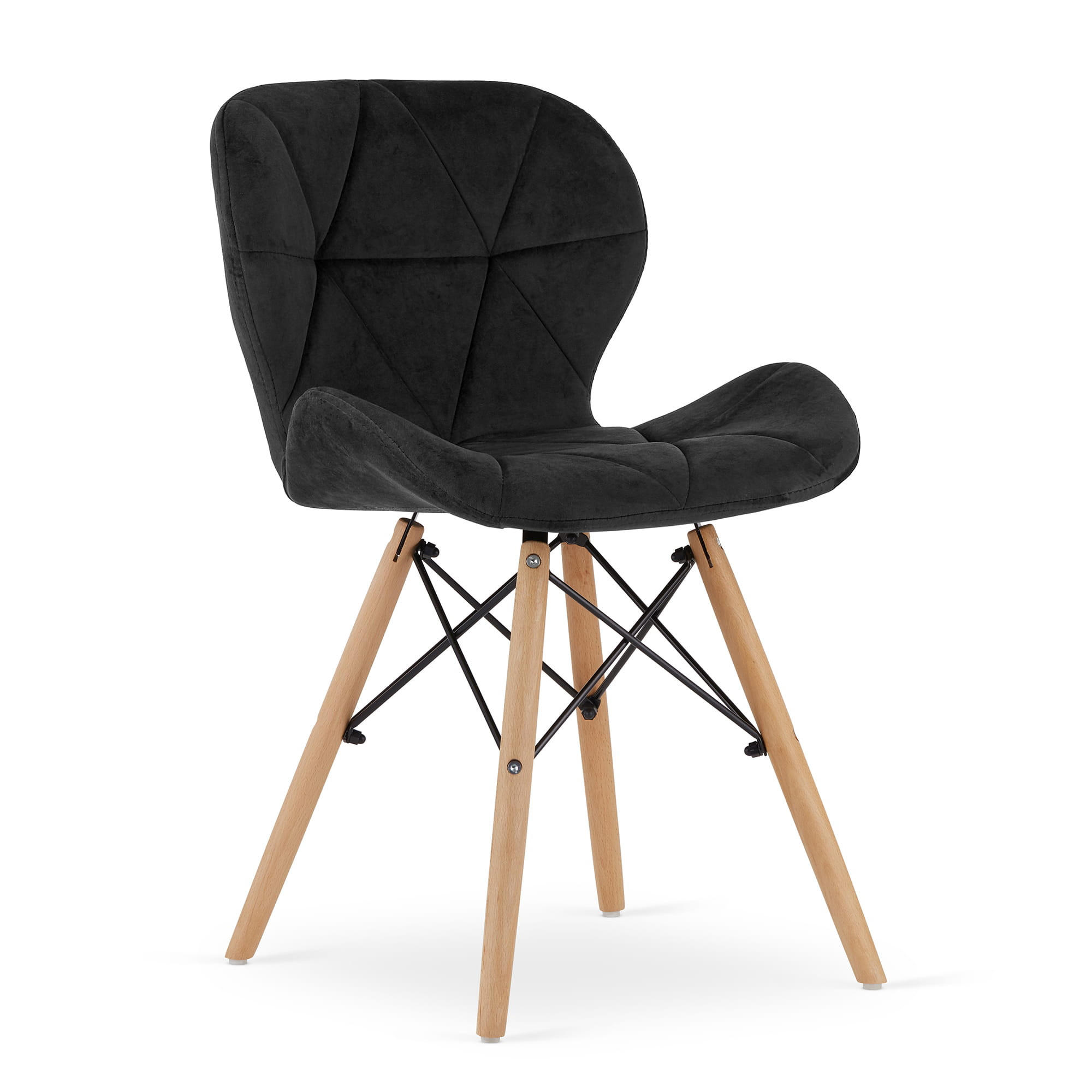 STUHL AMATRICE 1 Stück, Schwarz, mit Samtstoff gepolstert - Schwarz, Holz/Textil (48/74/53cm) - Komodee