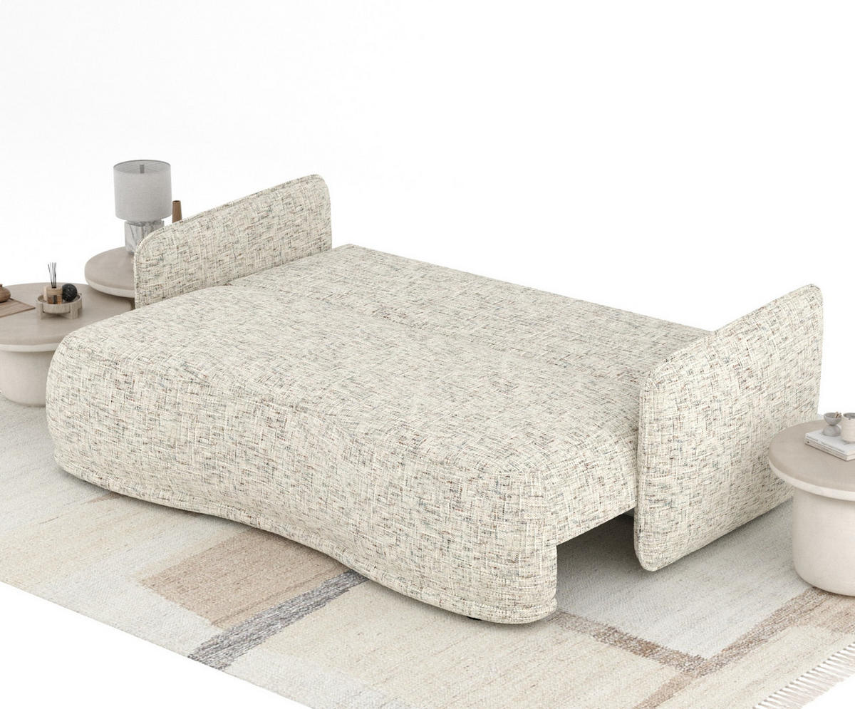 SCHLAFSOFA Mitsis Beige Webstoff - Beige/Schwarz, Holz/Holzwerkstoff (231/93/106cm) - Maison de Reve
