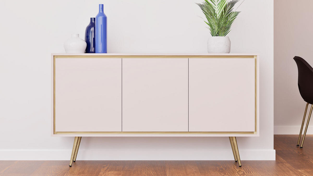 KOMMODE Tori 150 cm Kaschmir - Kaschmir/Goldfarben, Holzwerkstoff/Metall (150/80/40cm) - Ravio