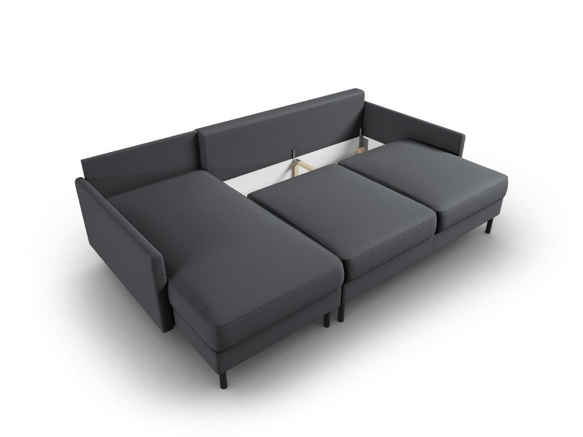 AUSKLAPPBARES-ECKSOFA links mit Container Scott aus strukturiertem Stoff dunkelgrau 5 Sitzplätze - Dunkelgrau, Textil (142/212cm) - Micadoni