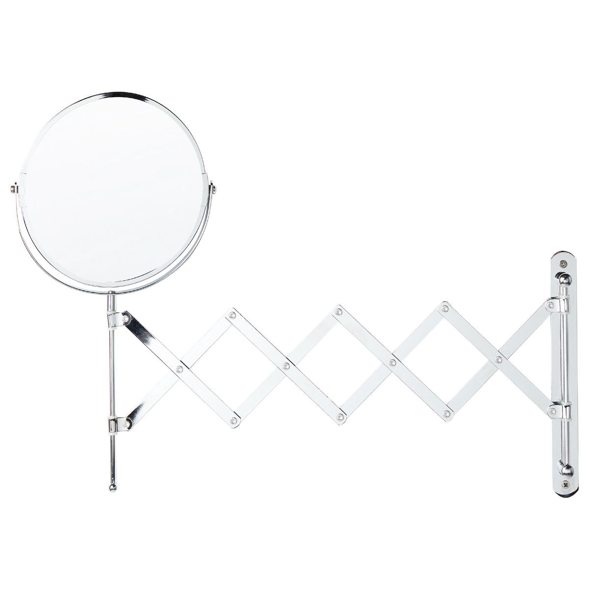 WANDSPIEGEL mit Ausziehfunktion 19 cm Silber Yvelines - Silberfarben, Metall (5/57/36cm) - Beliani