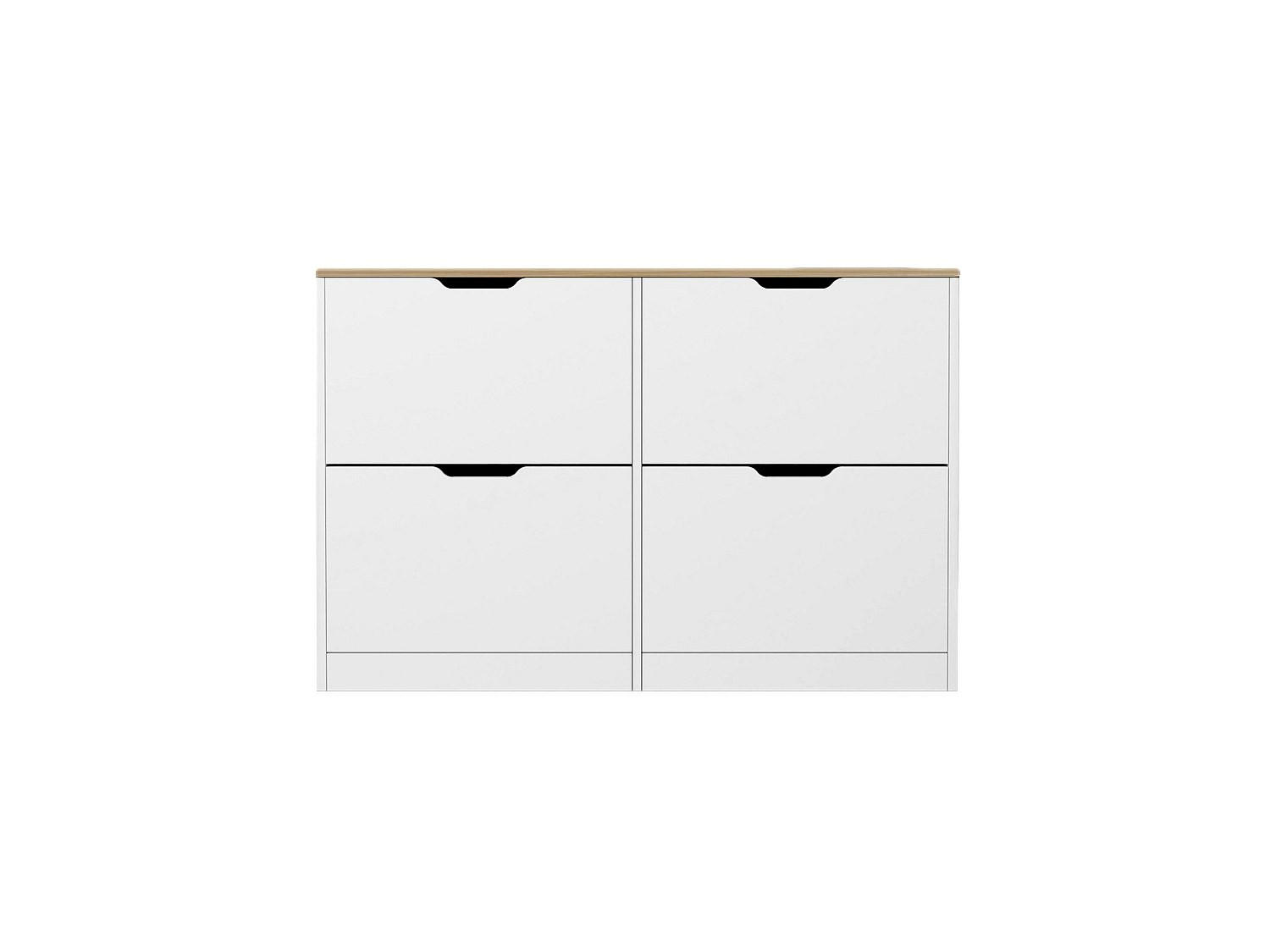 SCHUHSCHRANK - 120.5 cm x 30 cm - holz - naturfarben hell, weiß Lotula - Weiß, Holz (120.5/79.2/30cm) - Vente-Unique