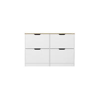 SCHUHSCHRANK - 120.5 cm x 30 cm - holz - naturfarben hell, weiß Lotula - Weiß, Holz (120.5/79.2/30cm) - Vente-Unique