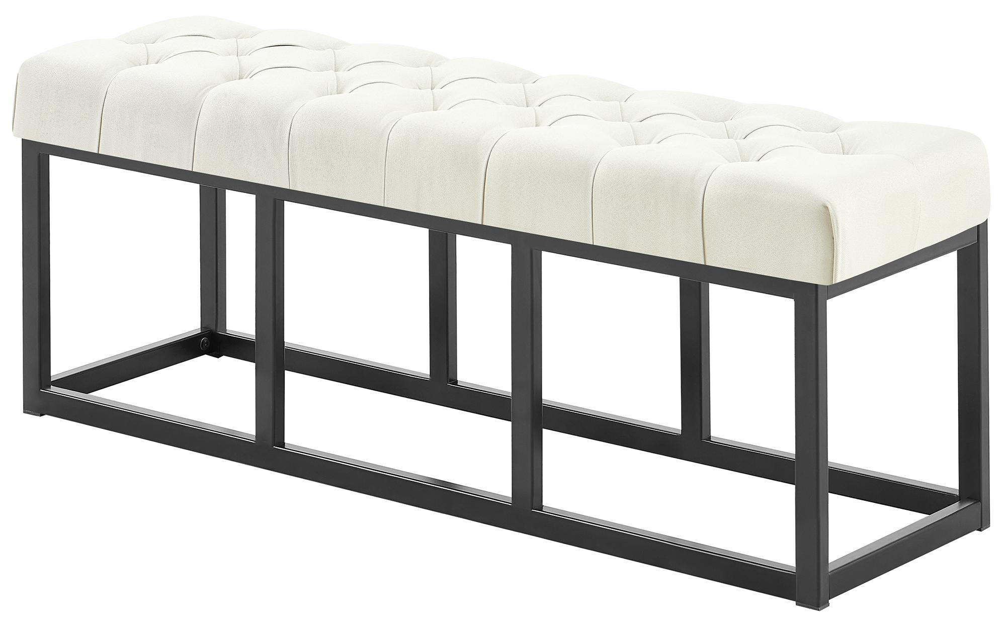 SITZBANK 120/38 cm Stoff Creme - Creme/Schwarz, Textil/Metall (120/46/38cm) - CLP