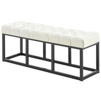 SITZBANK 120/38 cm Stoff Creme - Creme/Schwarz, Textil/Metall (120/46/38cm) - CLP