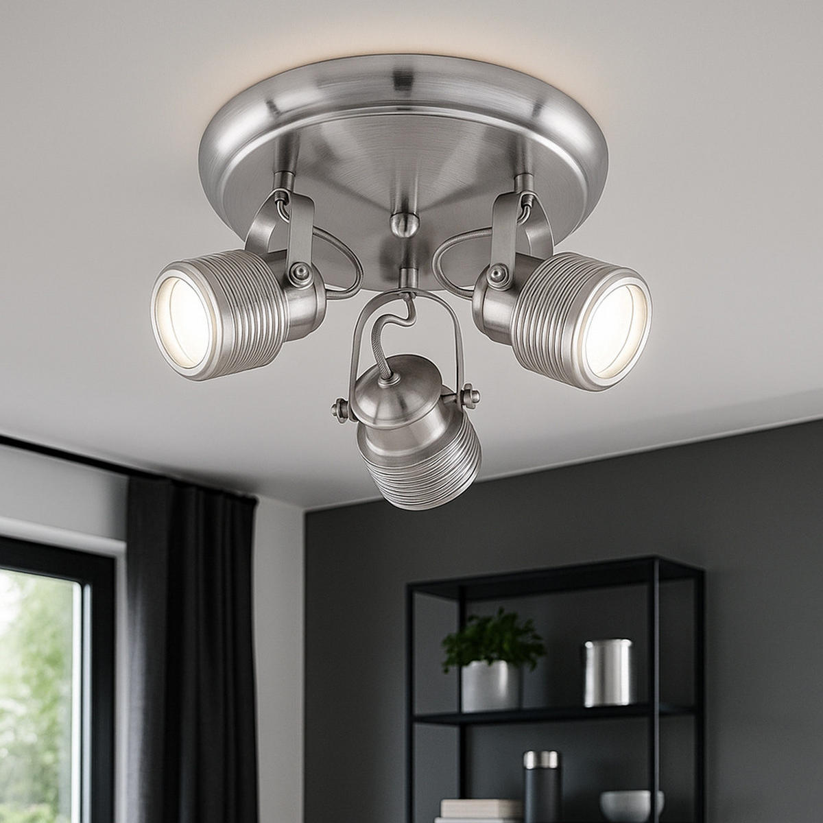 LED DECKENLEUCHTE Nickel-matt Silber - Silberfarben, Metall (25/15/25cm)