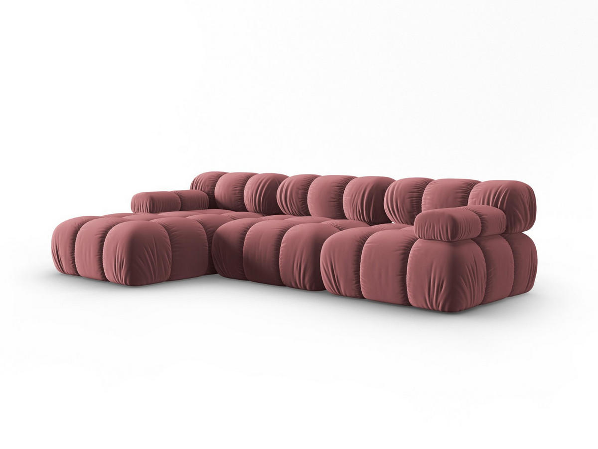 MODULARES-ECKSOFA links Bellis aus Samt rosa 4 Sitzplätze - Pink, Textil (122/285cm) - Micadoni