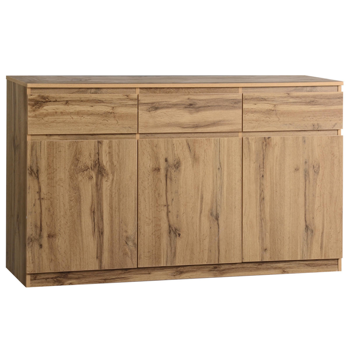 SIDEBOARD 135/40/81 cm aus Spanplatte mit 3 Türen und 3 Schubladen Holzfarben - Naturfarben, Holzwerkstoff (135/81/40cm) - Modenvie