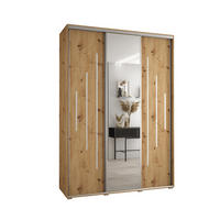 SCHWEBETÜRENSCHRANK 235,2/180/45 3-türig - Silberfarben/Eiche Artisan, Holz/Metall (180/235/45cm) - Abiks Möbel