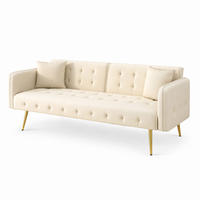 2-SITZER SCHLAFSOFA Samt Beige mit Bettfunktion - Beige, Textil/Metall (178/70/82cm) - WISHDOR