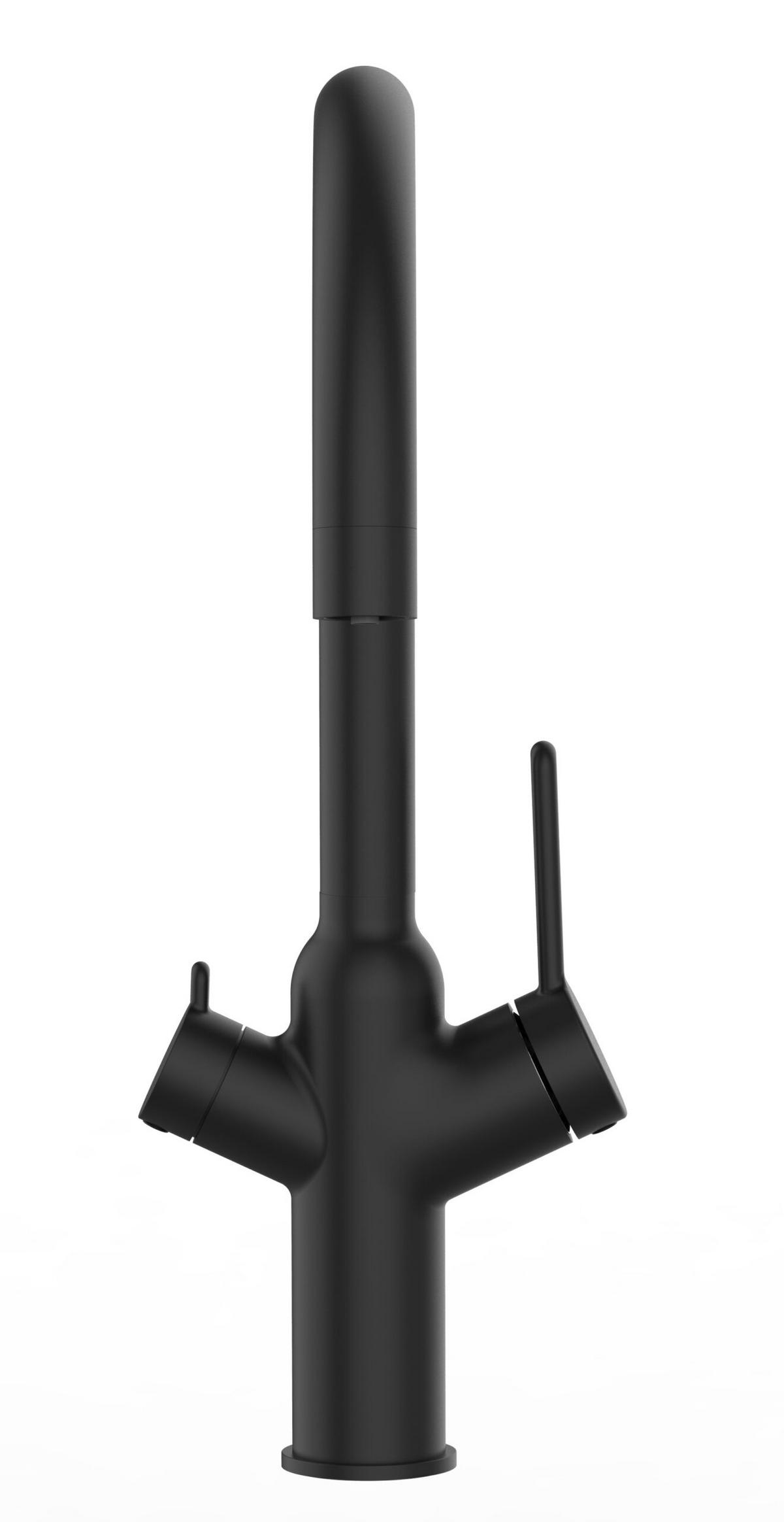 4-WEGE-KÜCHENARMATUR, Schwarz Matt, 360° schwenkbar - Schwarz, Metall (21.4/38.5/21.4cm) - VIZIO