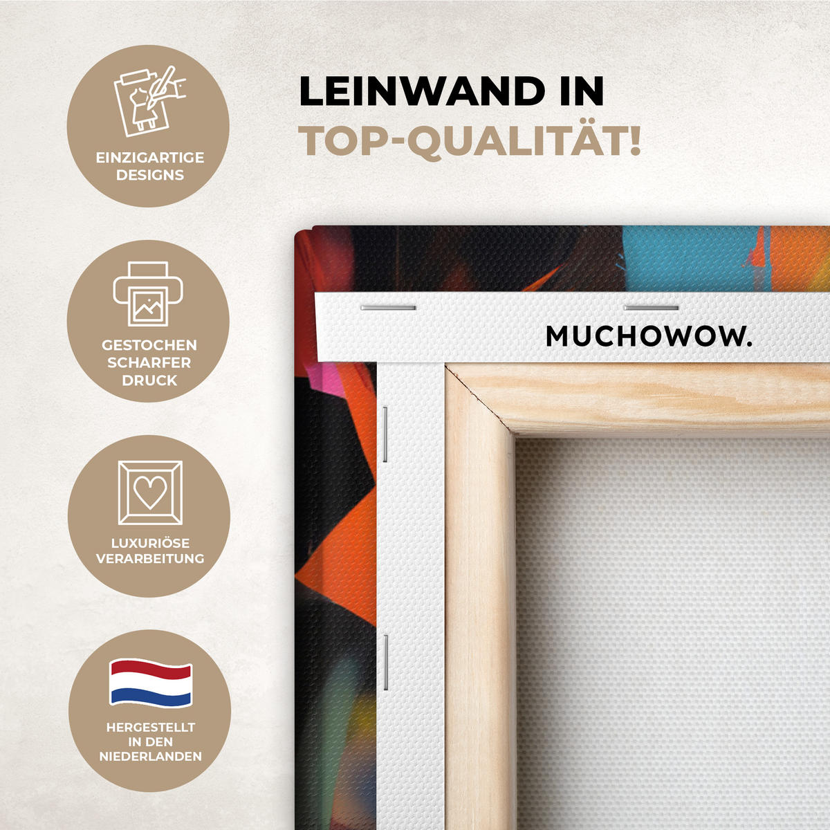 LEINWANDBILD Frau - Porträt - Farbenfroh - Kunst Wanddeko 90x60 cm - Multicolor, Textil (90/60cm) - MuchoWow