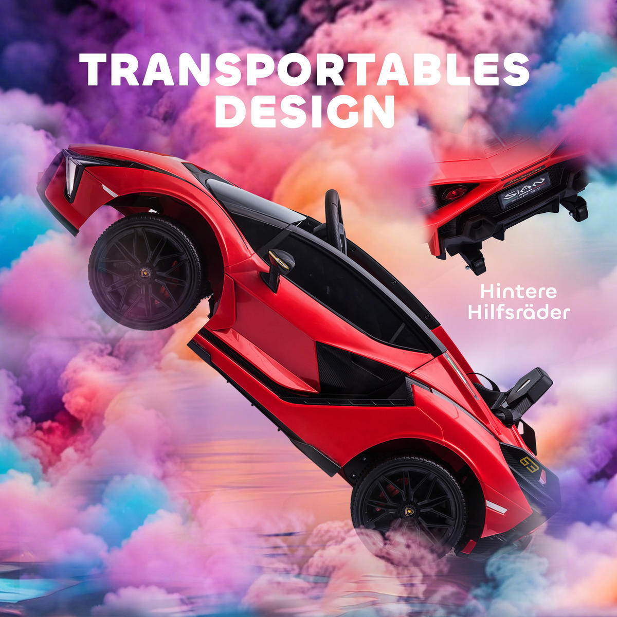 KINDERFAHRZEUG SUV-Auto-Spielzeug mit Fernbedienung Musik Rot - Rot, Metall (108/62/40cm) - HOMCOM