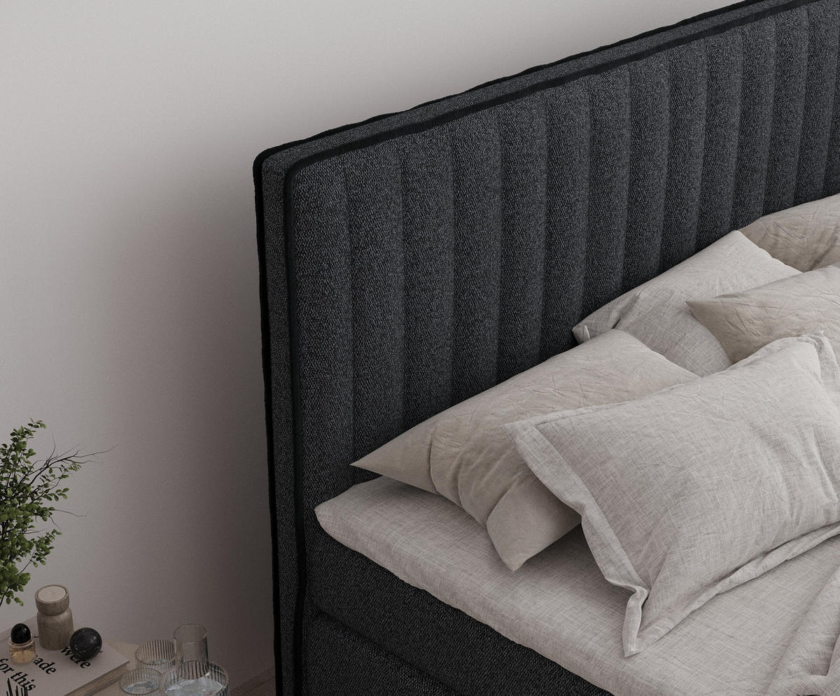 BOXSPRINGBETT Nocturne Schwarz 140/200 cm - Schwarz, Holz/Holzwerkstoff (140/200cm) - Maison de Reve