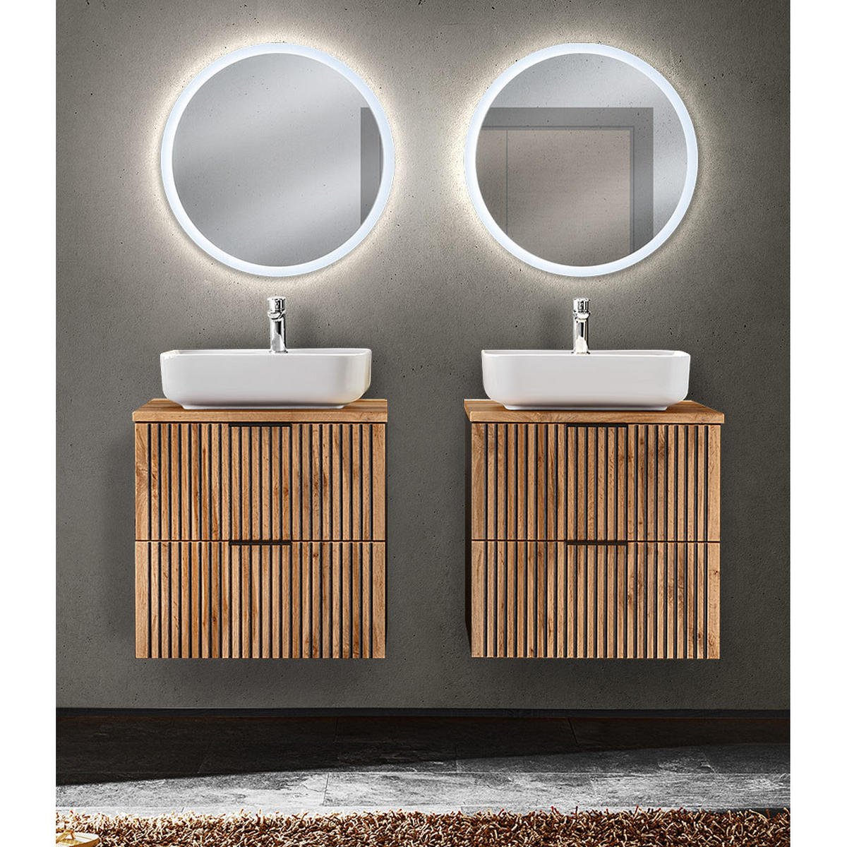 BADMÖBEL-SET 4-TLG. Xanten-56 - Braun, Holzwerkstoff (140/200/47cm) - Lomado