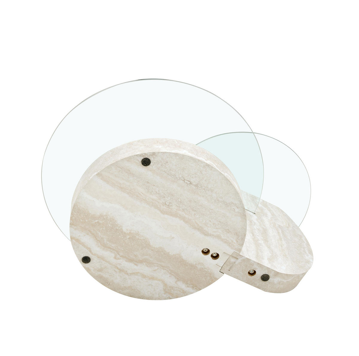 COUCHTISCH 70/70/44 cm mit Sicherheitsglas und mehrstufigen Ablagen in Steinoptik, Transparent - Transparent, Holzwerkstoff (70/70/44cm) - Redom
