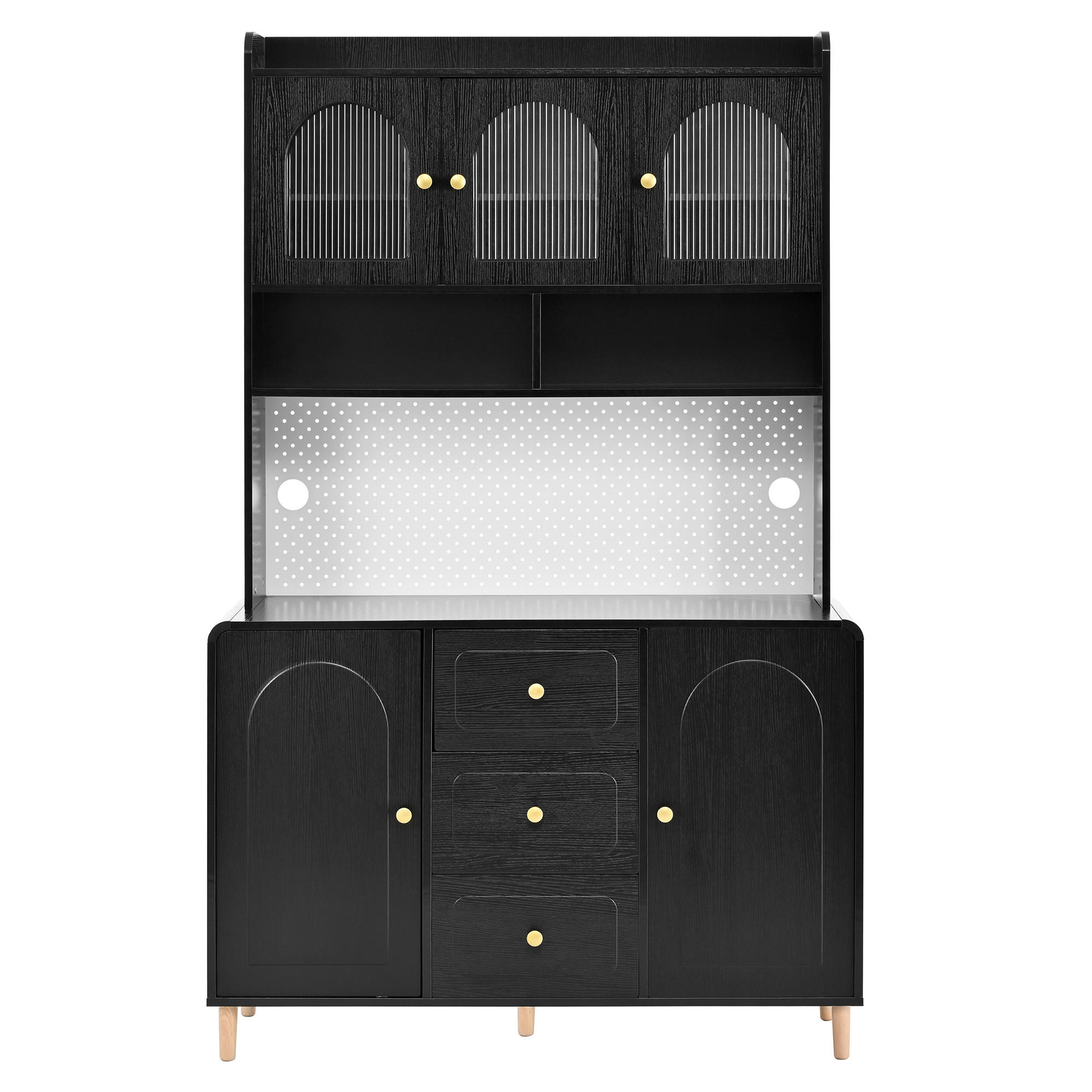 BUFFETSCHRANK Bar Schwarz 140/40/190 cm - Schwarz, Holz (120/190/40cm) - PANGIVO
