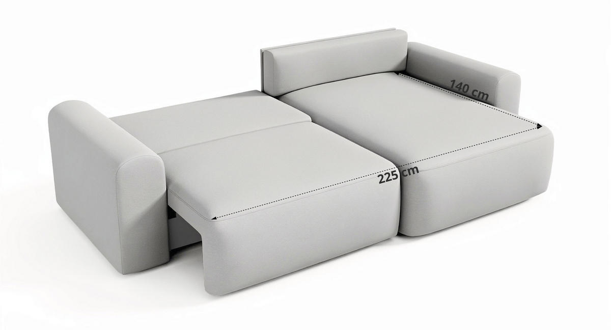 ECKSOFA NEKSON L - Beige Cord - Beige/Schwarz, Kunststoff/Textil (274/152cm) - MKS