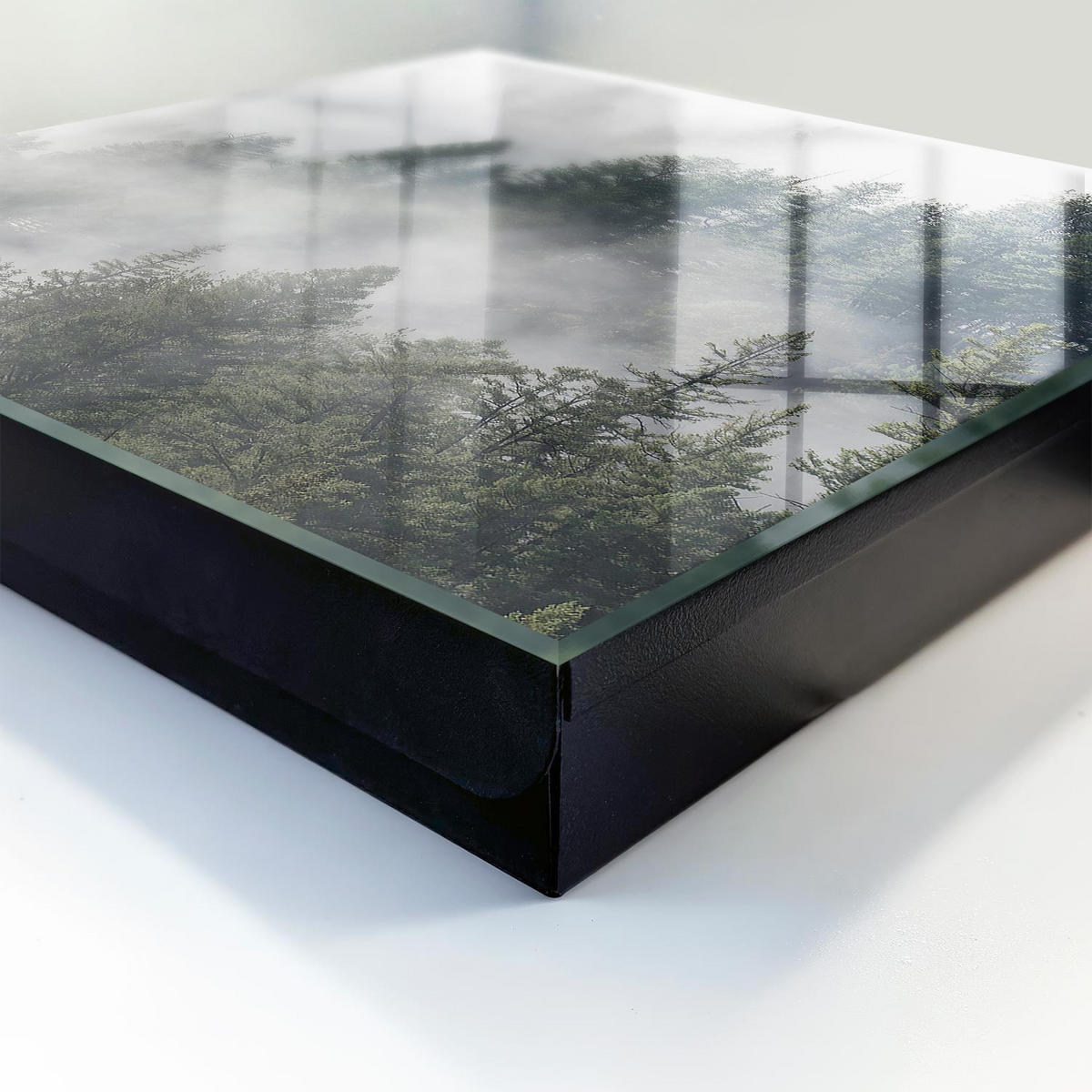 SCHLÜSSELBOX Schwarz 30x30 cm- Türöffnung nach rechts - Nebelwald - Grau, Metall (30/30/5cm) - TULUP