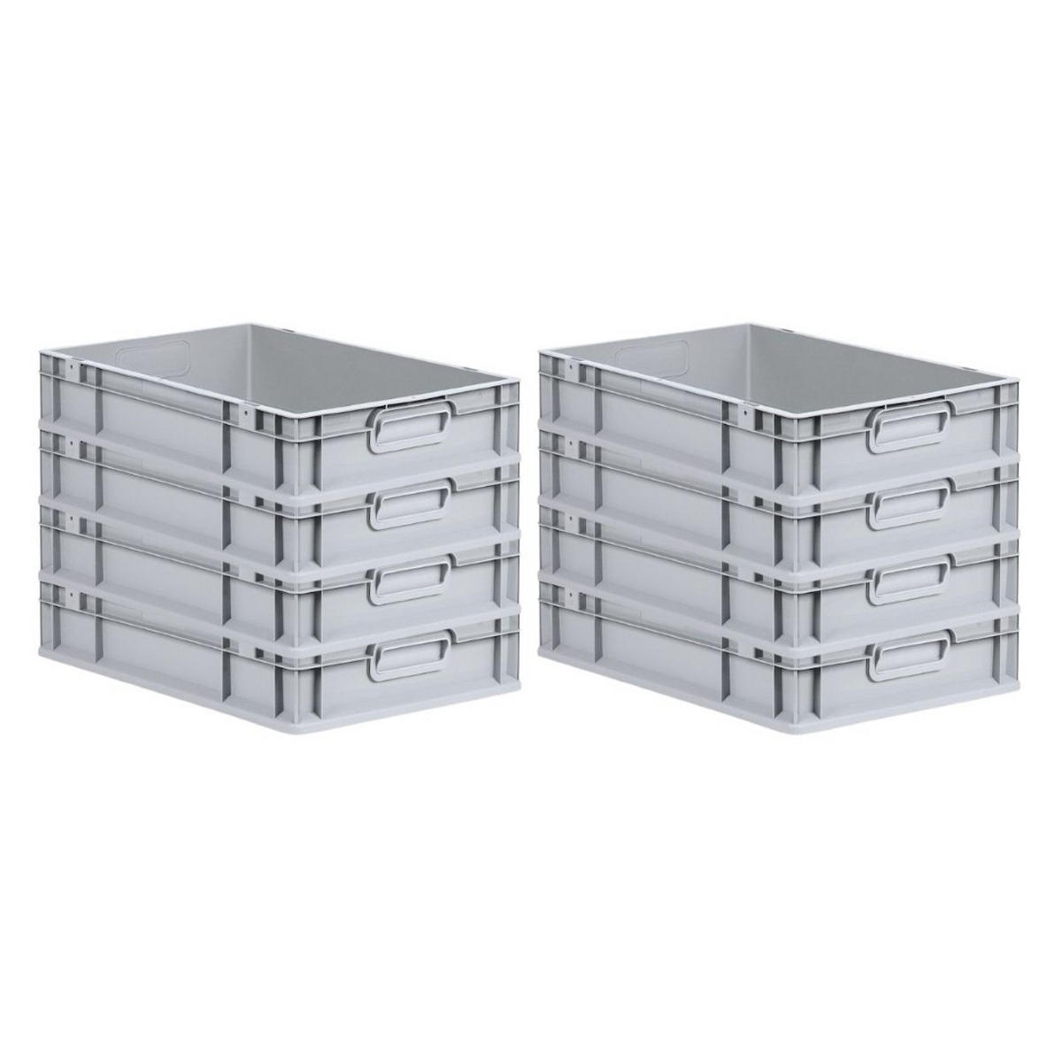 EUROBOX 8x Nextgen Economy Mit Scharnierdeckel Grau/BlauGriffe Geschlossen 23 Liter - Blau, Kunststoff (40/12/60cm) - PROREGAL