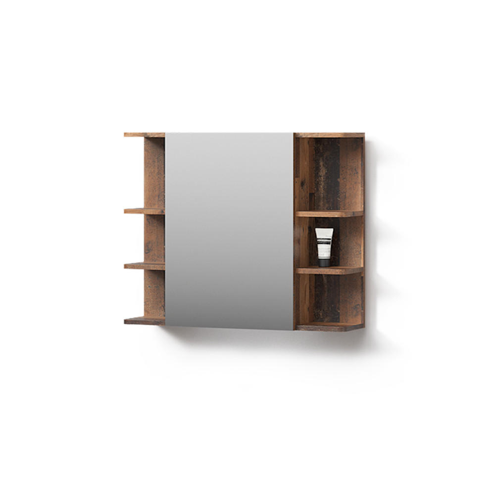 BADSPIEGELSCHRANK Fucino Antikholz 79.6 x 64 cm - Alteiche, Holzwerkstoff (79.6/64/21.2cm) - Livinity®