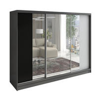 SCHWEBETÜRENSCHRANK 200 CM VIDA Farbe: Graphit, Schwarz, Weiß - Graphitfarben/Schwarz, Holzwerkstoff (200/215/60cm) - A&J MöbelLand