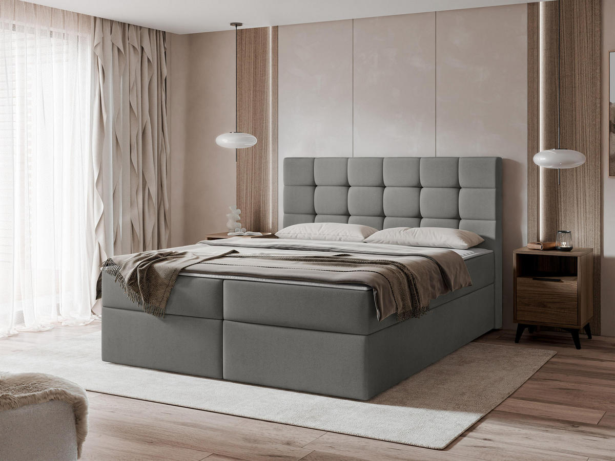 BOXBETT Luanda - H3 - Grau, Holzwerkstoff/Textil (140/200cm) - MIRJAN24