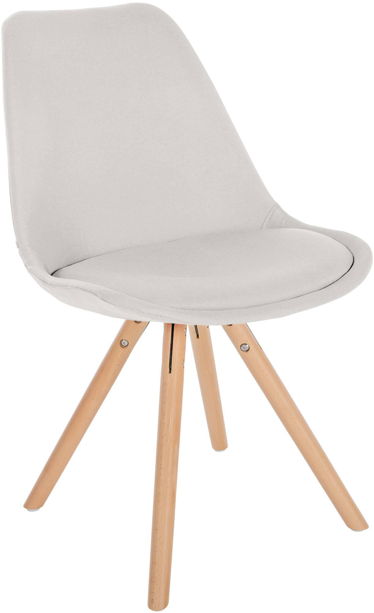 STUHL Stoff creme - Eukalyptusholzfarben/Creme, Holz/Textil (48/81/54cm) - CLP