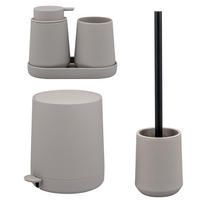 BAD-ACCESSOIRES-SET TESERO, Soft-Touch, taupe - Taupe, Kunststoff (22.5/25.5/25cm) - eluno
