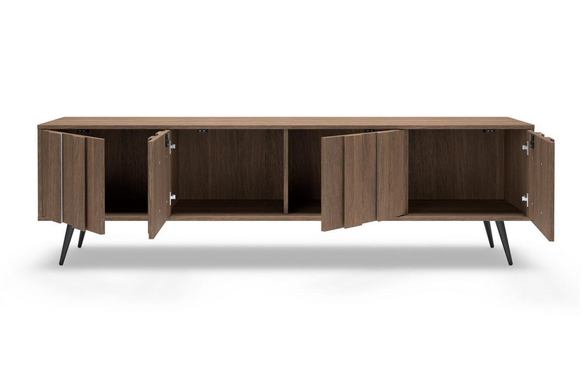 TV-SCHRANK 183 cm Resta, LED, 4 Türen, Eiche Dunin - Eichefarben/Schwarz, Holz/Metall (183/54/40cm) - Emporius