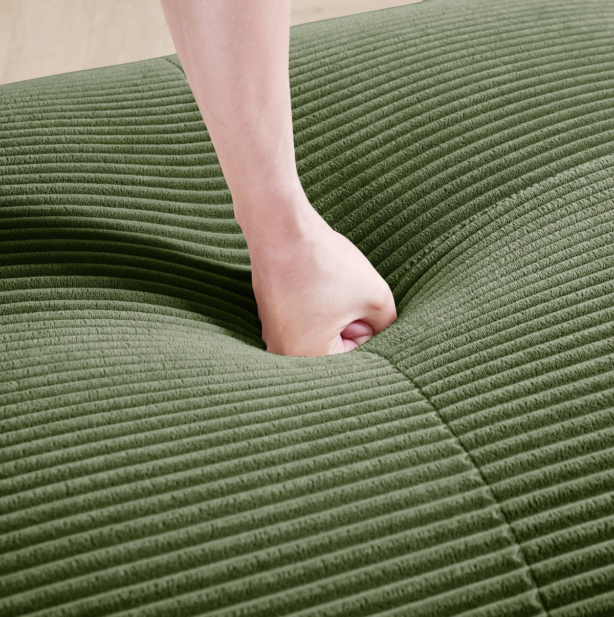 ECKSOFA modular rahmenlos Cordstoff Green 3-tlg. - Grün, Kunststoff (103/75/298cm) - Meubliv