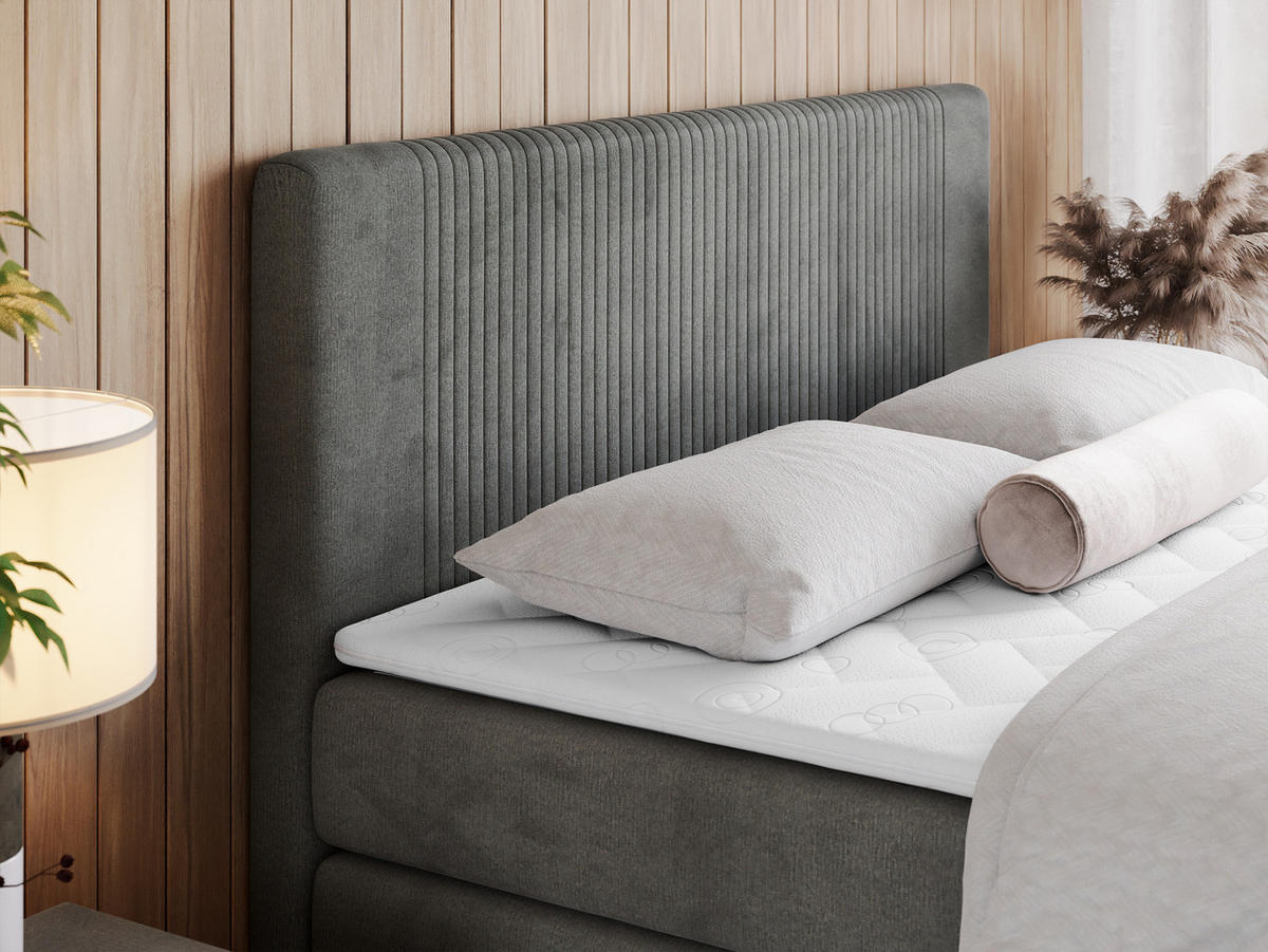 BOXSPRINGBETT KING DOREN 140/200 Dunkelgrau Velvet - H3 - Dunkelgrau, Holz/Textil (140/200cm) - MKS