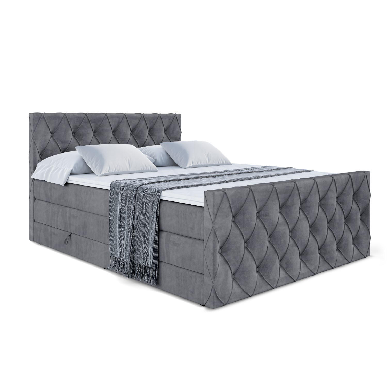 BOXSPRINGBETT AMAY-Z KING - 140x200 - H3/H4 - Dunkelgrau - Dunkelgrau, Holzwerkstoff (140/200cm) - ALTDECOR