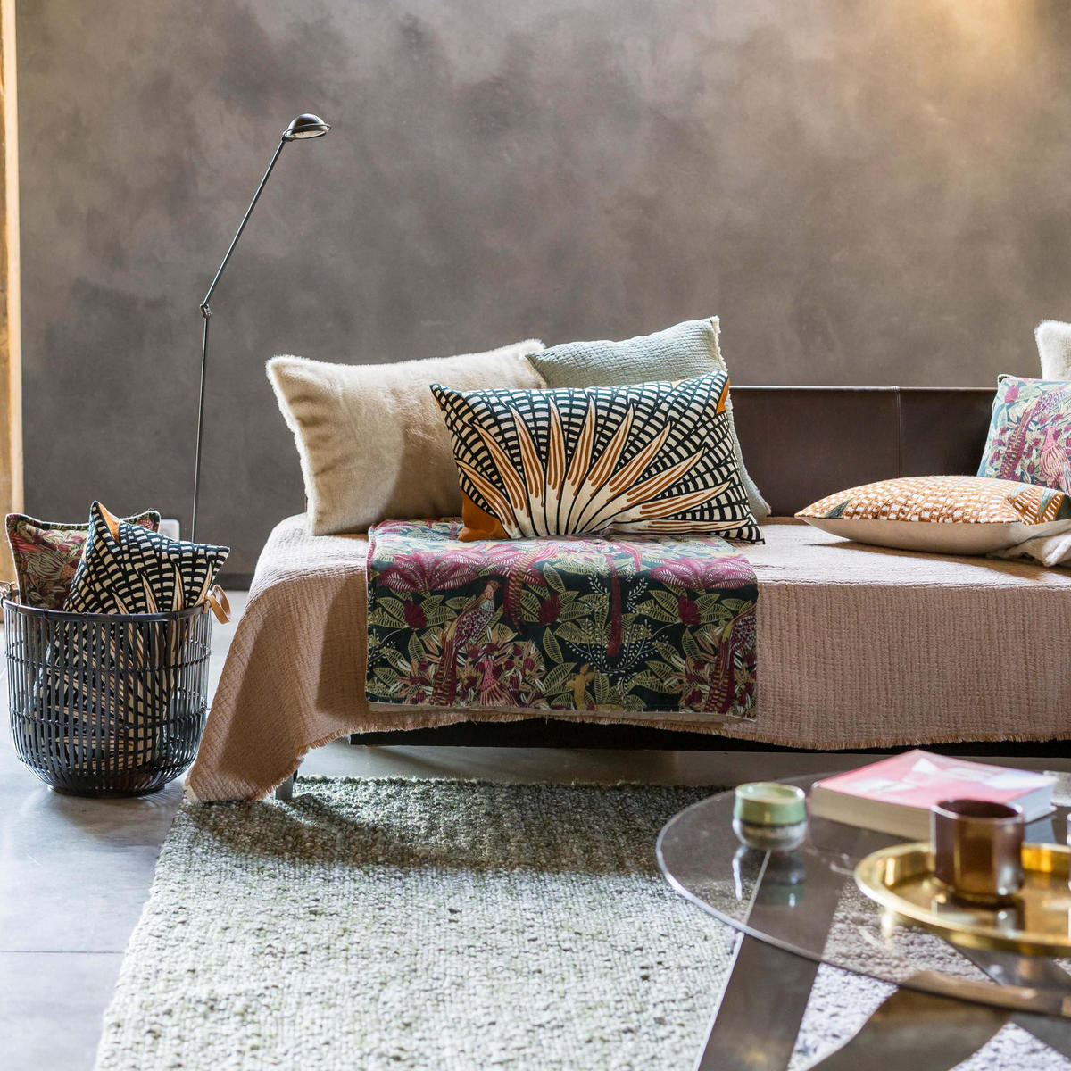 WURFDECKE Emilio kupferbraun 260 x 260 cm - Dunkelorange, Textil (260/260cm) - Vivaraise