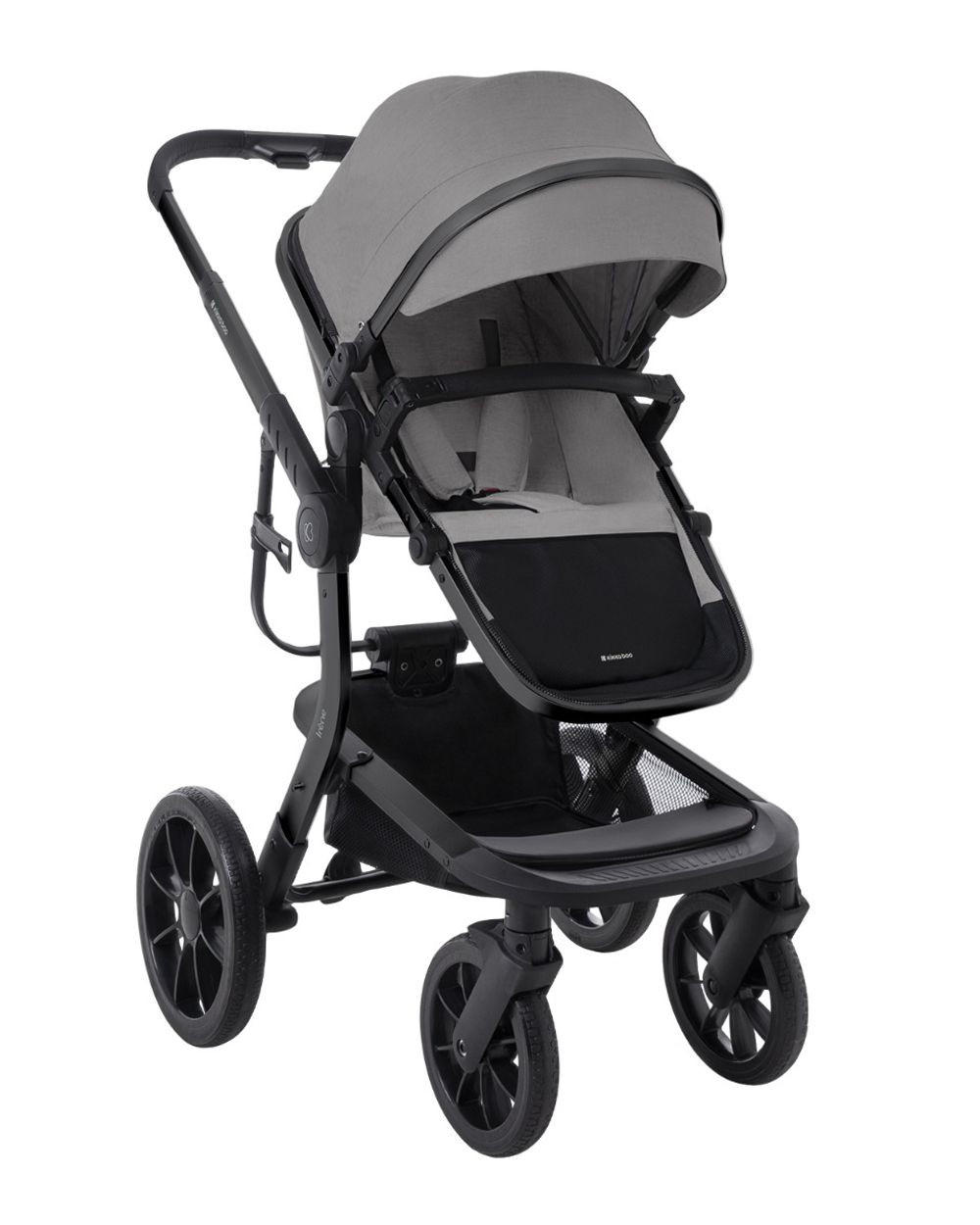 KOMBIKINDERWAGEN Irene 3 in 1 grau/schwarz Babywanne Autositz Adapter Wickeltasche - Hellgrau, Metall (63/63/107cm) - Kikka boo