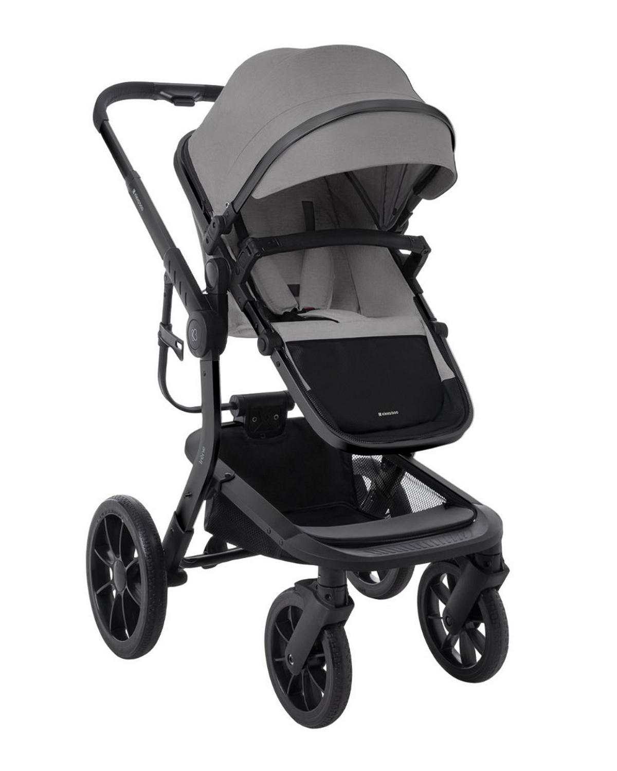 KOMBIKINDERWAGEN Irene 3 in 1 grau/schwarz Babywanne Autositz Adapter Wickeltasche - Grau, Metall (63/63/107cm) - Kikka boo