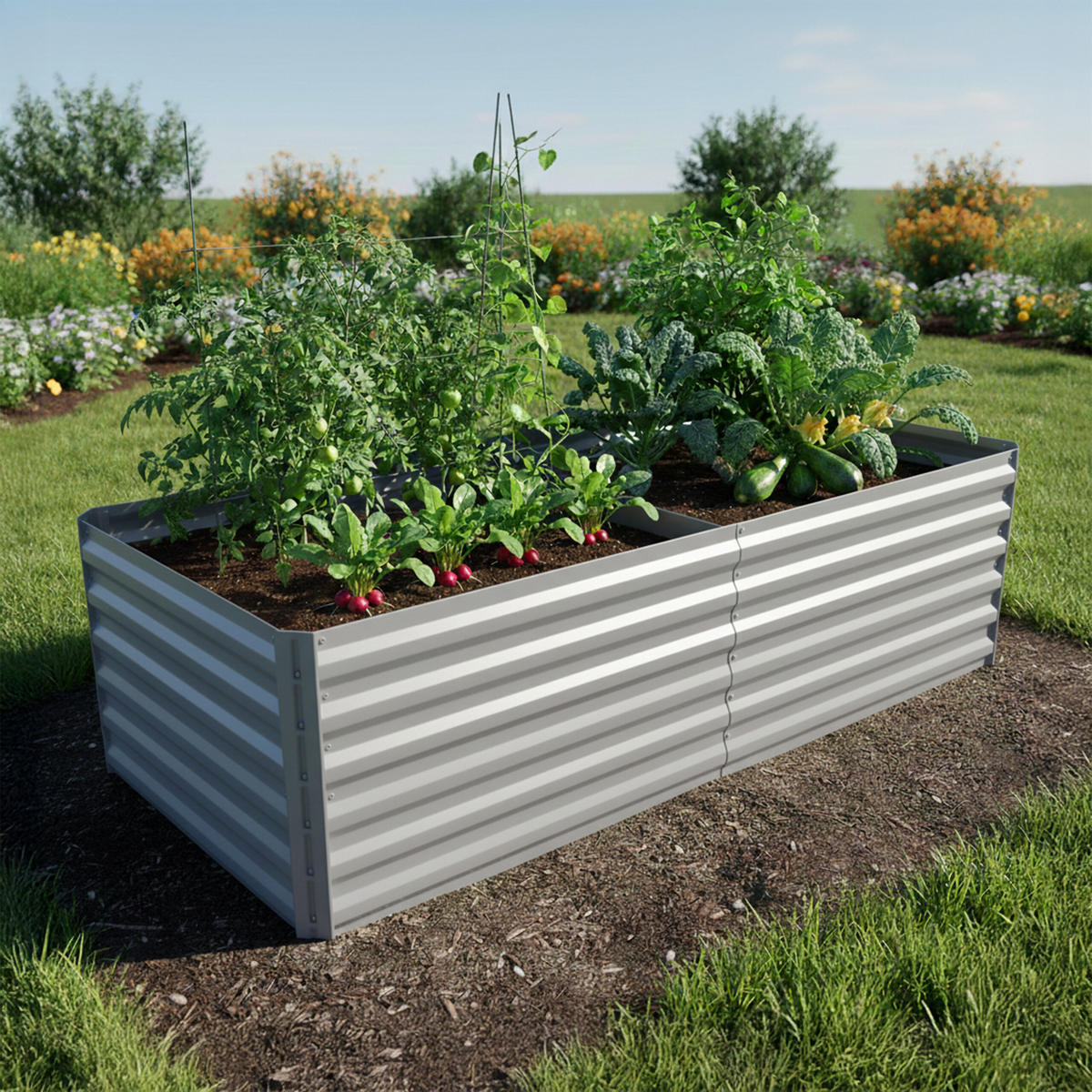 HOCHBEET - Grau, Metall (100/57/100cm) - Relaxdays