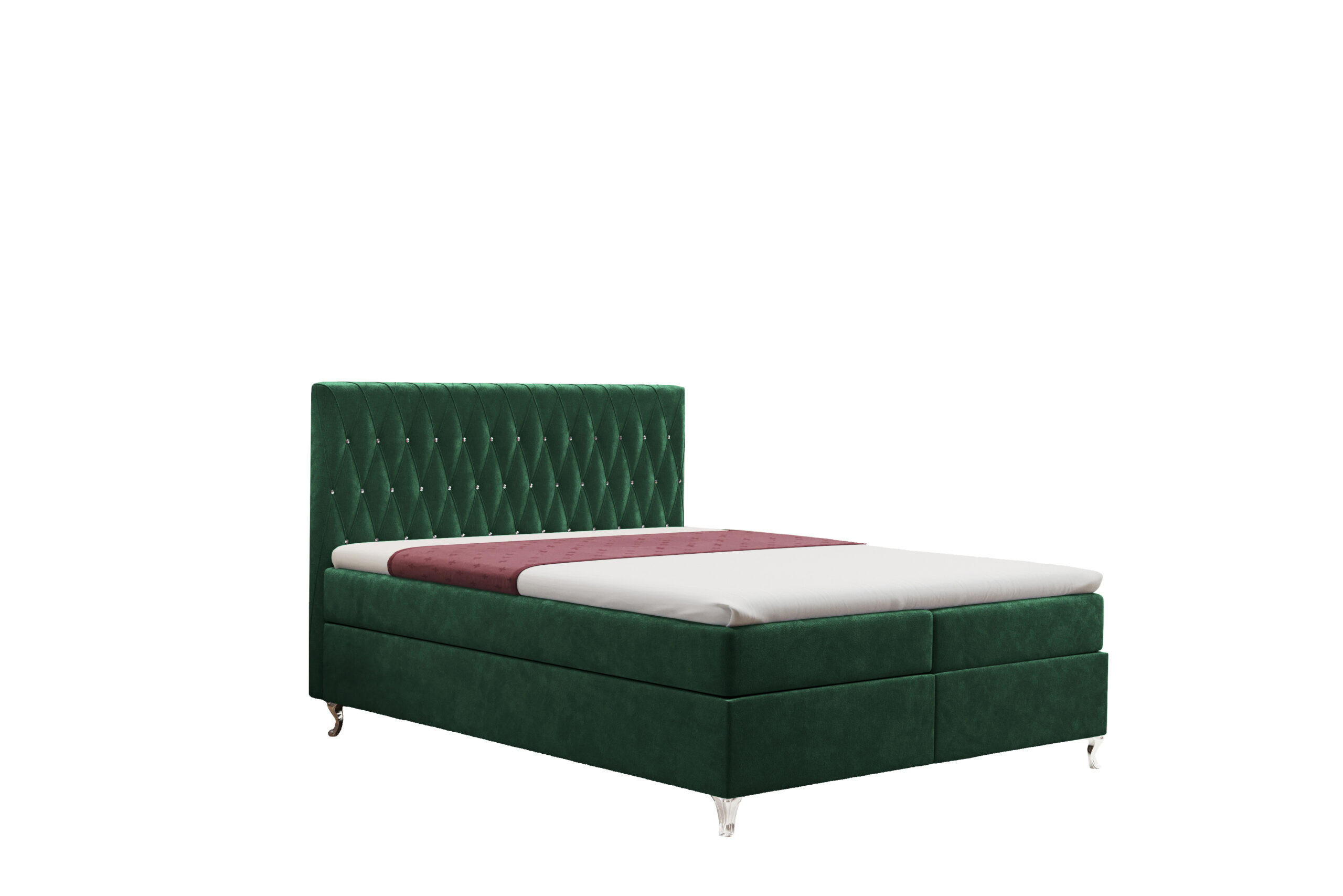 BOXBETT Mit Bettkasten Und Matratze KATE Stoff Riviera Grün 180x200 cm H2-Pocket - Grün, Holz/Textil (180/200cm) - Kaiser Möbel