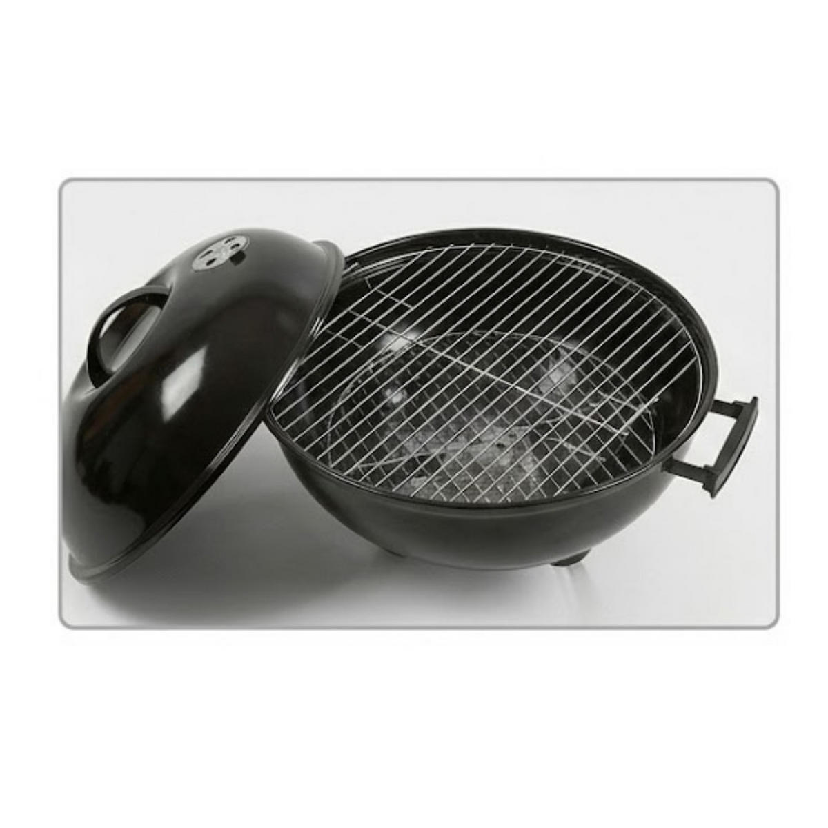 HOLZKOHLEGRILL Nottingham Kugelgrill Schwarz 44cm, BBQ Grill, Rundgrill, Outdoor Grill, Kohlegrill, Gartengrill, Standgrill, Campinggrill, Grillwagen - Schwarz, Metall (44/75/44cm) - BBQ Boss