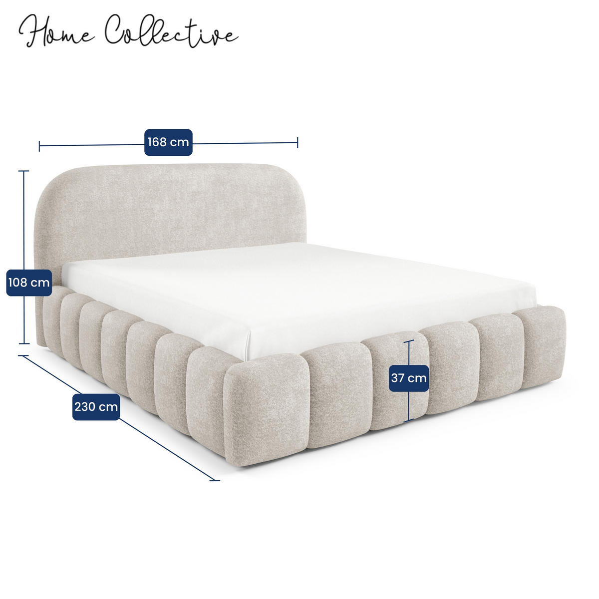 POLSTERBETT mit Stauraum 140x200 cm in Creme - Creme, Textil (140/200cm) - Home Collective