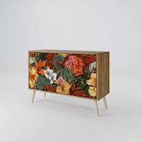 SIDEBOARD RADIANT FLORA, Eicheneffekt, 111x42x77,5 cm, 2 Türen - Eichefarben/Buchefarben, Holzwerkstoff/Buchenholz (111/77.5/42cm) - SpaceRebels
