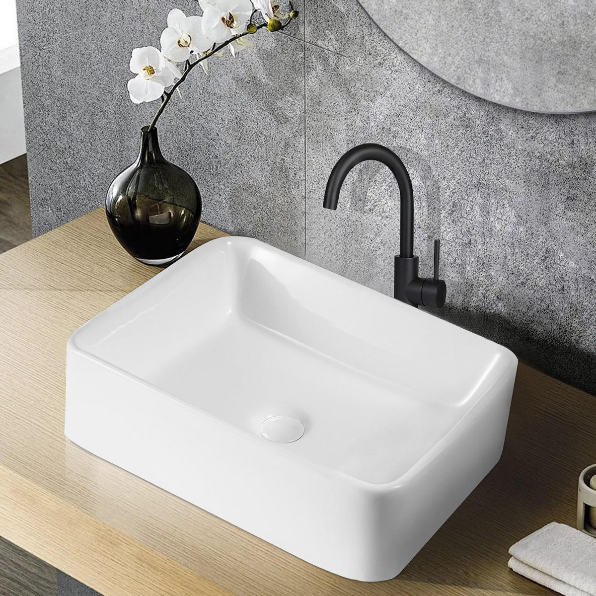 WASCHBECKEN Baunach II 48/37/13.5cm - Weiß, Keramik (37/13.5/48cm) - Nettlife