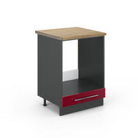 HERDUMBAUSCHRANK Fame-Line Bordeaux Hochglanz 60 cm, AP Eiche - Bordeaux/Anthrazit, Holzwerkstoff (60/82/60cm) - Vicco