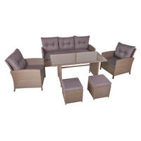 GARTEN-SITZGRUPPE Tove 6-teilig Braun Gartenmöbel-Set - Braun, Kunststoff - DELUKE