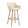 BARHOCKER Lederlook Creme - Eukalyptusholzfarben/Creme, Holz/Textil (55/99/46cm) - CLP