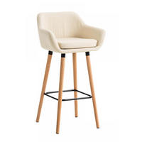 BARHOCKER Lederlook Creme - Eukalyptusholzfarben/Creme, Holz/Textil (55/99/46cm) - CLP