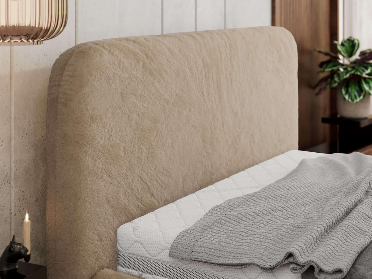 POLSTERBETT BENEA CLASSIC 140/200 - Beige Plüsch - Multipocket-Matratze - Beige, Textil (140/200cm) - MKS